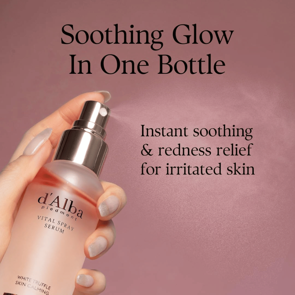 d'Alba White Truffle Vital Spray Serum – hydraterende gezichtsmist die geïrriteerde huid kalmeert en glans geeft