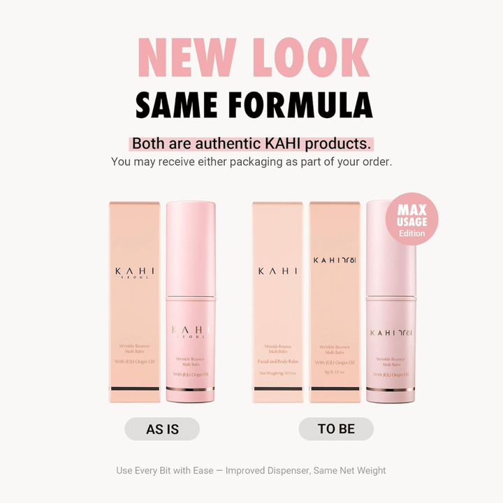 KAHI Wrinkle Bounce Multi Balm – nieuw ontwerp met dezelfde formule, multifunctionele balmstick met Jeju Origin Oil voor gehydrateerde en stevigere huid.