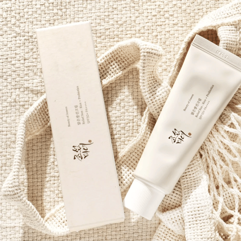 Beauty of Joseon Relief Sun SPF50+ PA++++ 50ml – lichte zonnebrandcrème met rijstextract en probiotica voor dagelijkse zonbescherming en hydratatie.