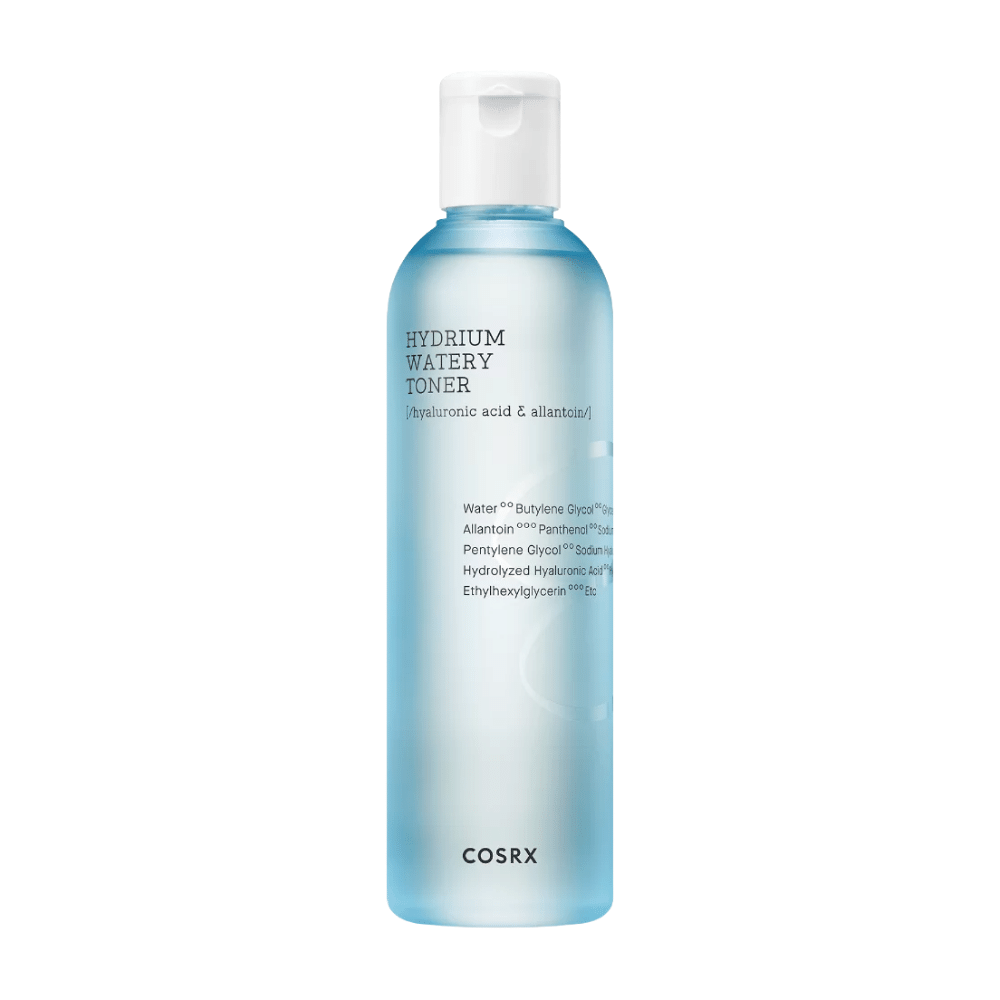 COSRX Hydrium Watery Toner 150ml met hyaluronzuur voor hydraterende huidverzorging.