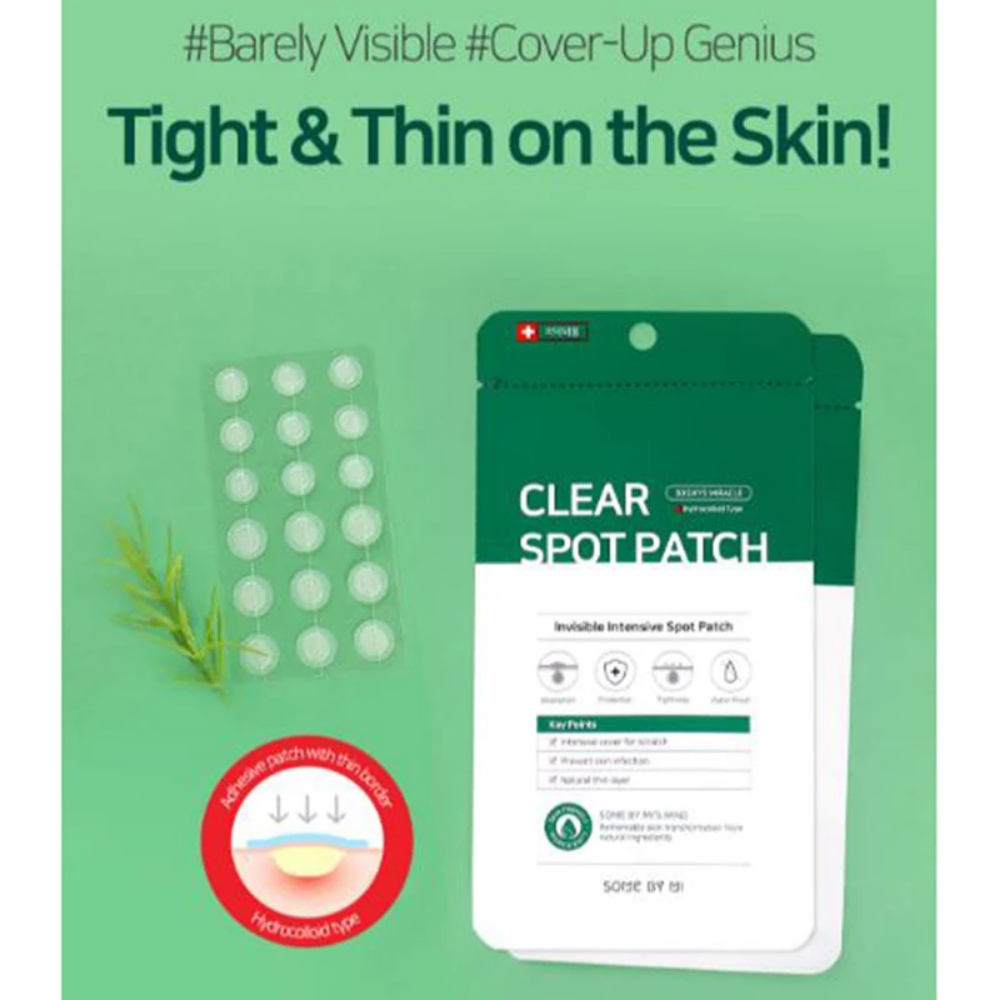 Een witte 30 Days Miracle Clear Spot Patch (18st) op een duidelijke achtergrond, geschikt voor het behandelen van acne en wondexsudaat. Merk: SOME BY MI