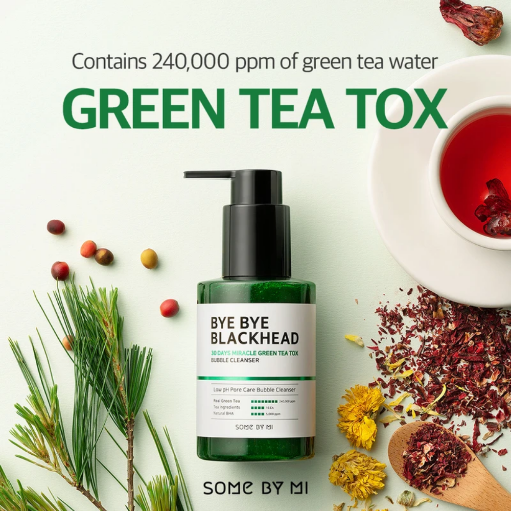 SOME BY MI Bye Bye Blackhead 30 Days Miracle Green Tea Tox Bubble Cleanser 120g huidreiniging.