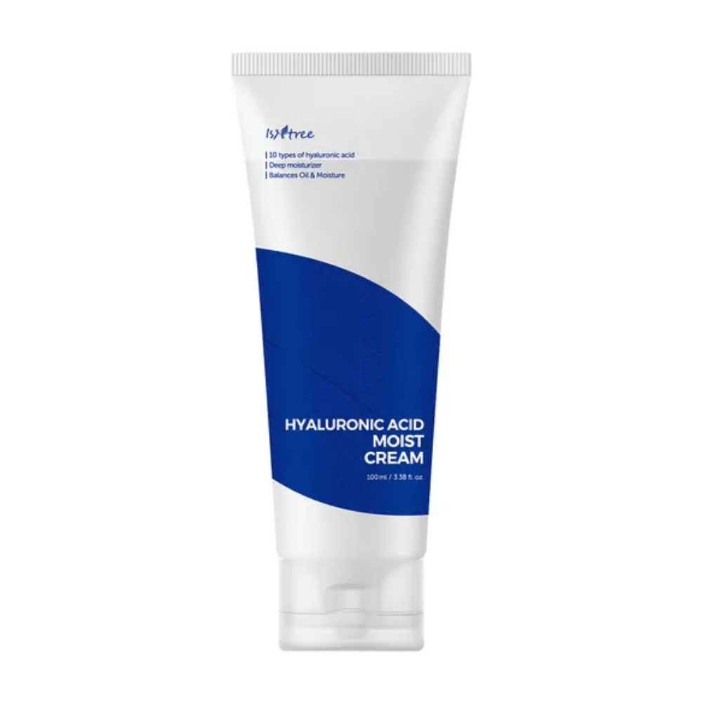 Een tube Isntree Hyaluronic Acid Moist Cream 100ml voor hydratatie.