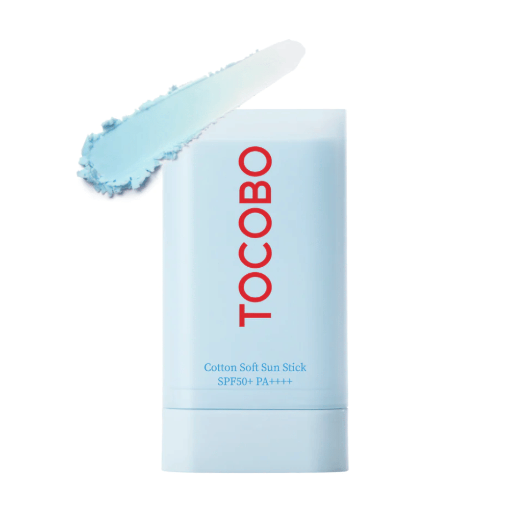 Een tube met TOCOBOs Cotton Soft Sun Stick SPF50+ PA++++ 19g.