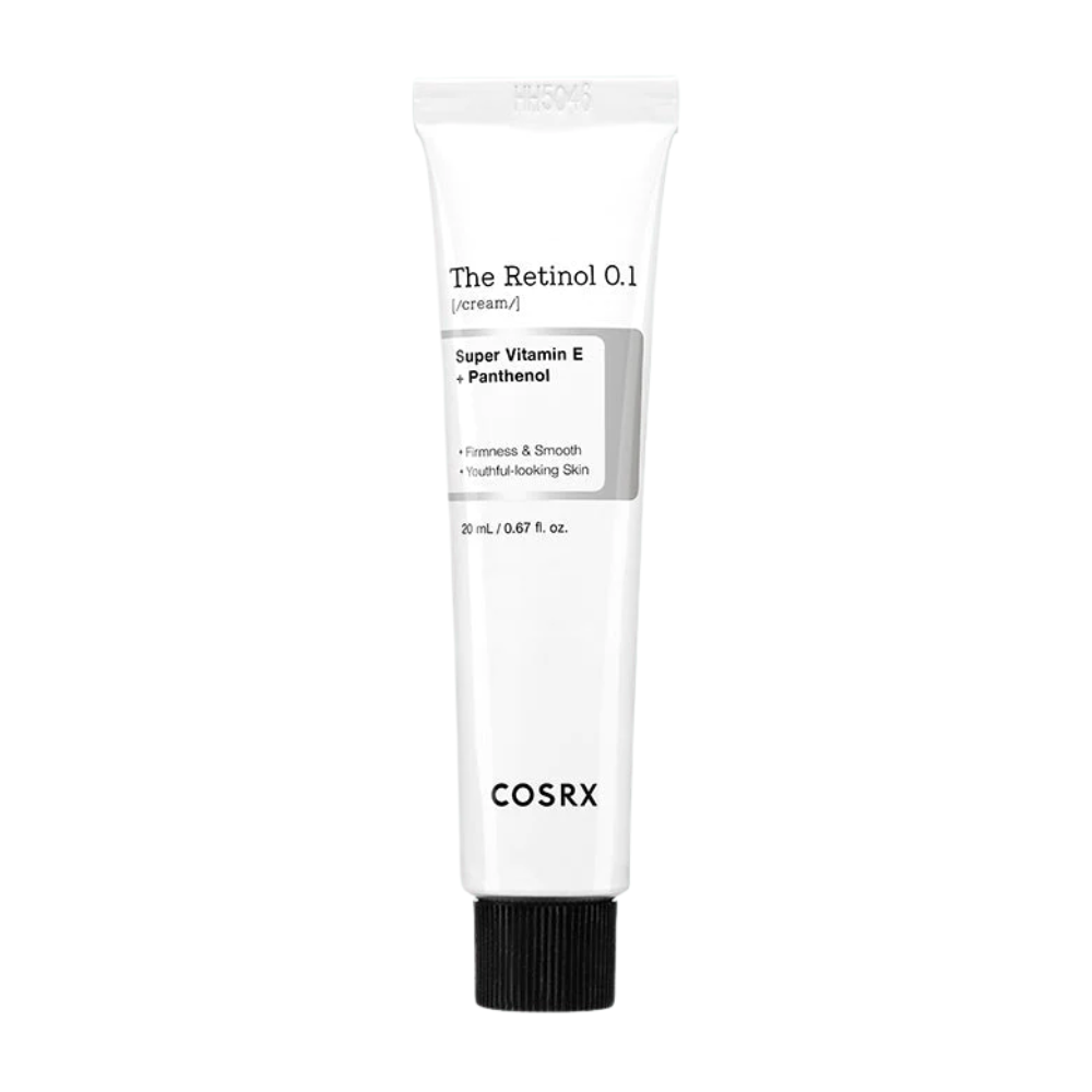Een tube COSRX Retinol 0.1 Cream 20ml op witte achtergrond.